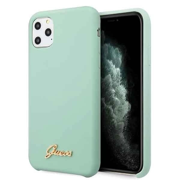Guess GUHCN58LSLMGG iPhone 11 Pro vihreä/vihreä kova kotelo Silikoni Vintage Gold -logo