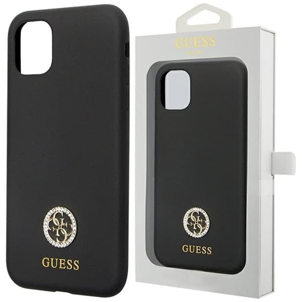 Guess GUHCN614DGPK Beskyttelsesveske for iPhone 11 / Xr - Svart Silikon Logo Strass 4G