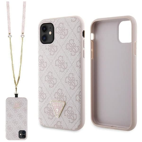 Guess GUHCN61P4TDSCPP-deksel til iPhone 11 / Xr - Rosa Crossbody 4G metalllogo