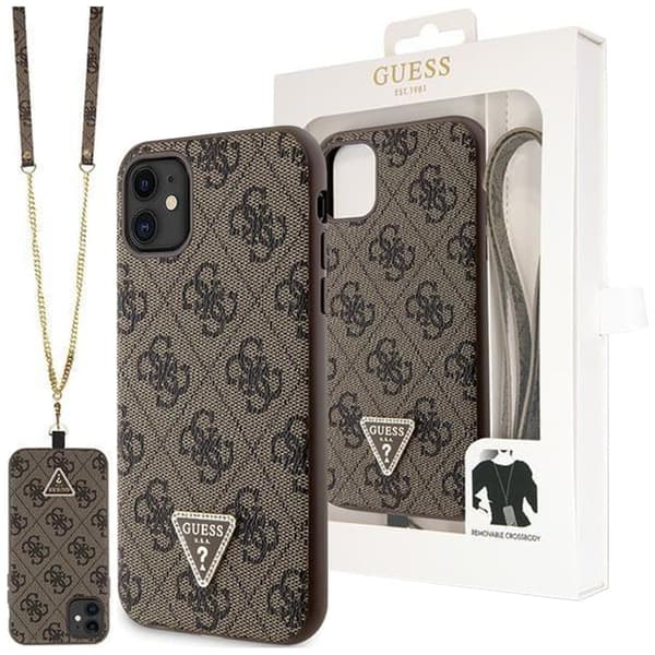 Guess GUHCN61P4TDSCPW-deksel til iPhone 11 / Xr - Brun Crossbody 4G metalllogo