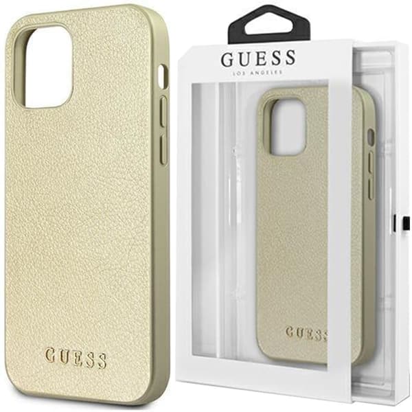 Guess GUHCP12LIGLGO iPhone 12 Pro Max 6.7 gull/gull hardt deksel Iriscent