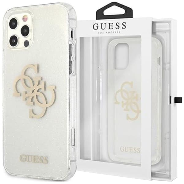 Guess GUHCP12LPCUGL4GTR iPhone 12 Pro Max 6.7 gjennomsiktig hardt deksel Glitter 4G Big Logo