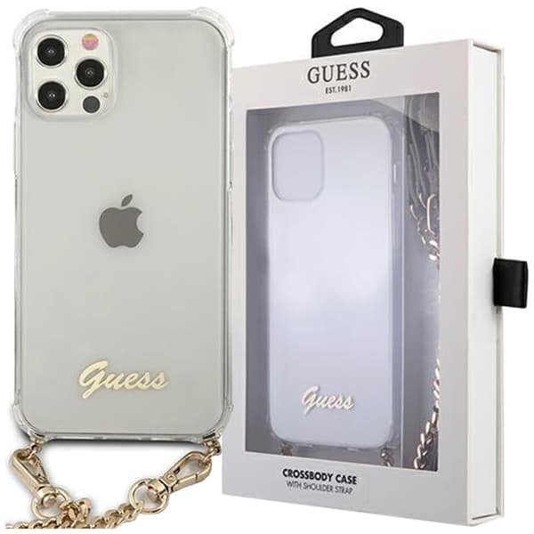 Gjett GUHCP12MKC4GSGO iPhone 12/12 Pro 6.1 Transparent Hard Case 4G gullkjede