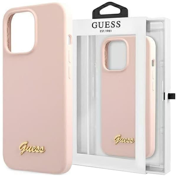 Guess GUHCP12SLSLMGLP iPhone 12 mini 5.4 rosa/rosa hardt deksel Silikon Script Gold Logo