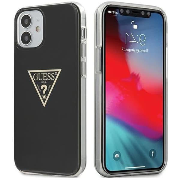 Guess GUHCP12SPCUMPTBK iPhone 12 mini 5.4 svart/svart hardt deksel Metallic Collection