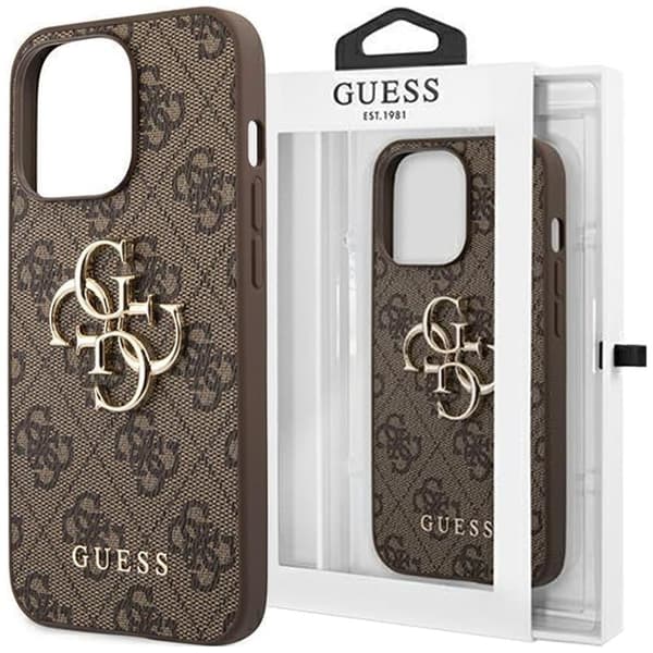 Guess GUHCP13L4GMGBR iPhone 13 Pro / 13 6.1 brun/brunt hardt deksel 4G Big Metal Logo