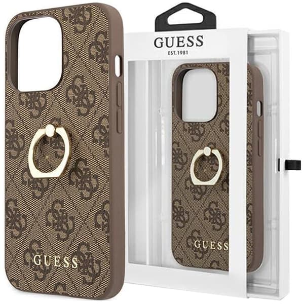 Guess GUHCP13L4GMRBR-deksel til iPhone 13 Pro / 13 - brun 4G med ringholder