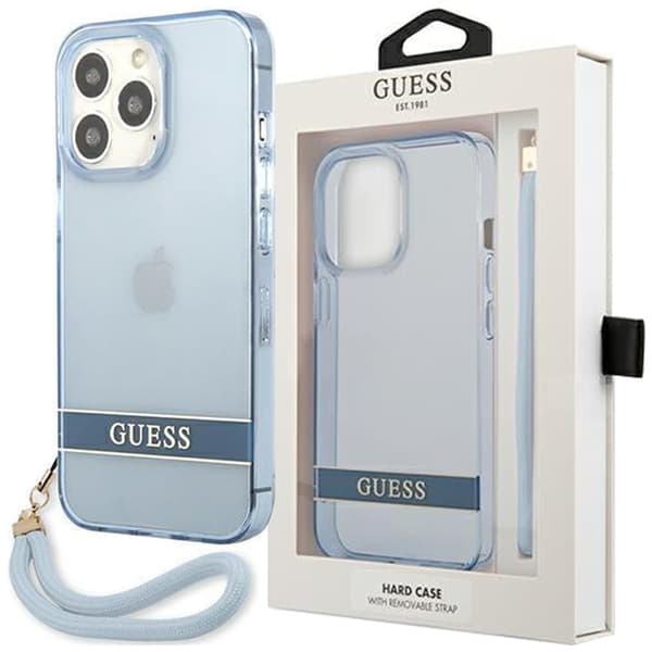 Guess GUHCP13LHTSGSB iPhone 13 Pro / 13 6.1 blå/blå hardt deksel Gjennomsiktig Stap