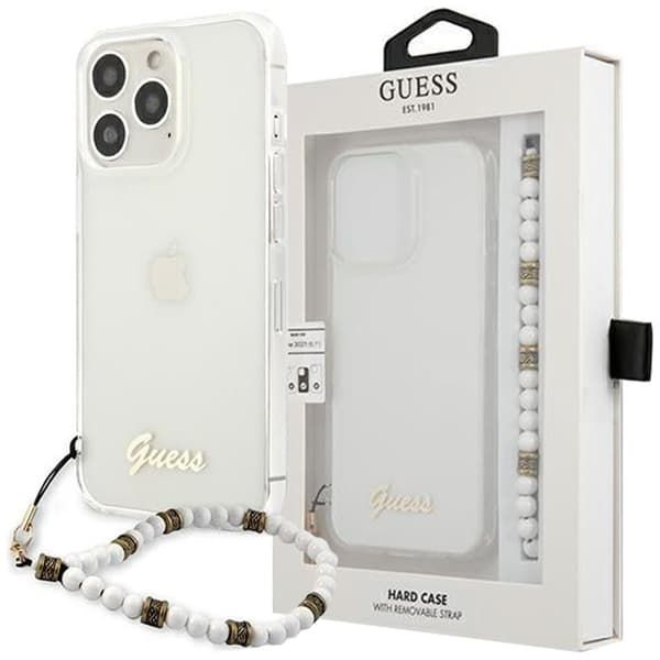 Guess GUHCP13LKPSWH iPhone 13 Pro / 13 6.1 Gjennomsiktig hardt deksel White Pearl