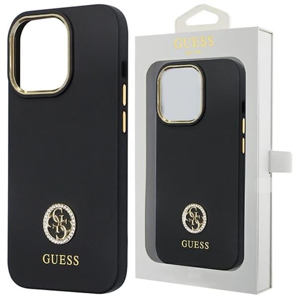 Guess GUHCP13LM4DGPK-deksel til iPhone 13 Pro / 13 - svart Silikon Logo Strass 4G