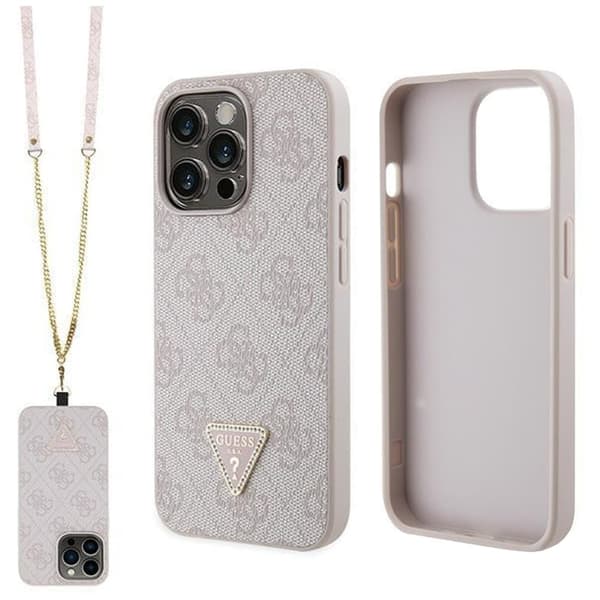 Guess GUHCP13LP4TDSCPP-deksel for iPhone 13 Pro / 13 - rosa Crossbody 4G metalllogo