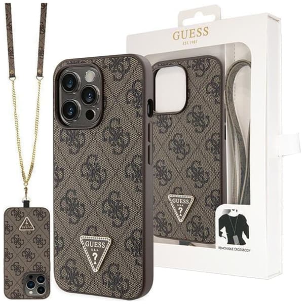 Guess GUHCP13LP4TDSCPW-deksel til iPhone 13 Pro / 13 - brun Crossbody 4G metalllogo