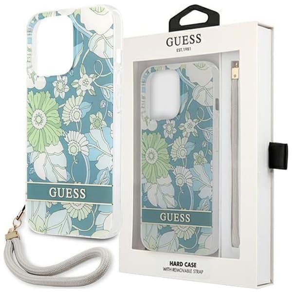 Gjett GUHCP13MHFLSN iPhone 13 6.1 grønn/grønn hard veske blomsterrem