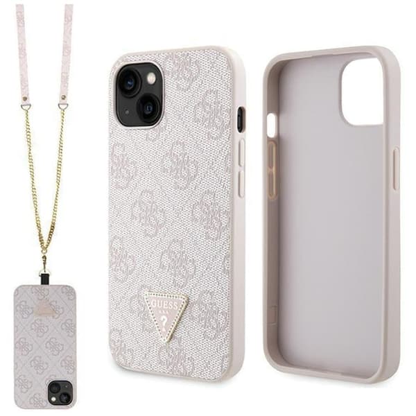 Guess GUHCP13MP4TDSCPP-deksel til iPhone 13 - Rosa Crossbody 4G metalllogo