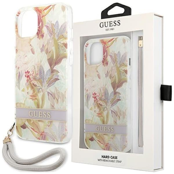 Gjett GUHCP13SHFLSU iPhone 13 mini 5.4 lilla/lilla hardt etui blomsterrem