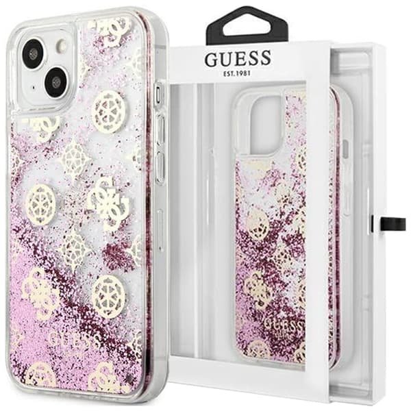 Guess GUHCP13SLGPEPI iPhone 13 mini 5.4 rosa/rosa hardt deksel Peony Liquid Glitter