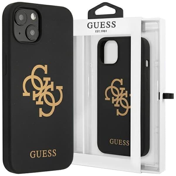 Guess GUHCP13SLS4GGBK iPhone 13 mini 5.4 svart/svart hardt deksel Silikon 4G-logo