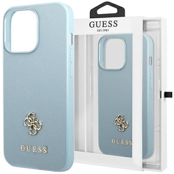 Guess GUHCP13SPS4MB iPhone 13 mini 5.4 blå/blå hardt deksel Saffiano 4G liten metalllogo
