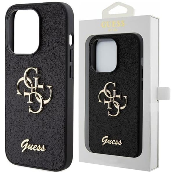 Guess GUHCP13XHG4SGK-deksel til iPhone 13 Pro Max 6.7 - Black Glitter Script Big 4G