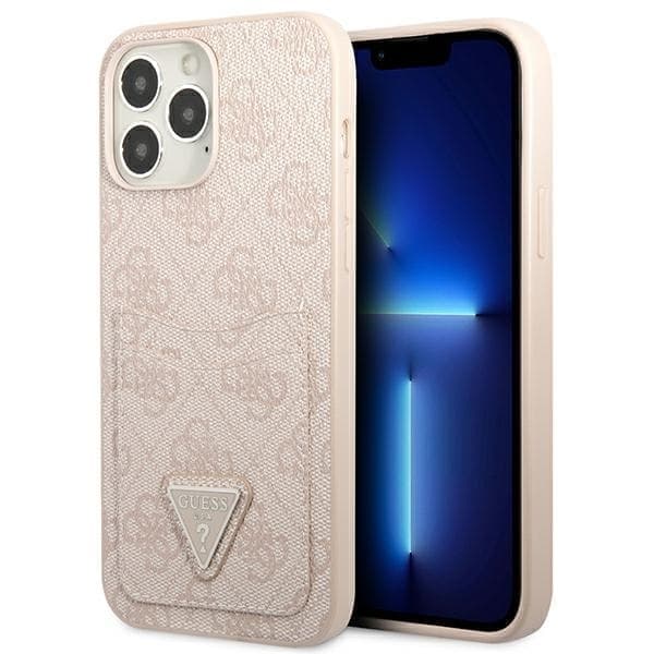 Guess GUHCP13XP4TPP iPhone 13 Pro Max 6,7" vaaleanpunainen/vaaleanpunainen kovakotelo 4G Triangle Logo Cardslot