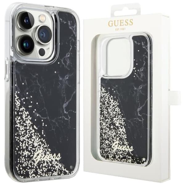 Guess GUHCP14LLCSGSGK-deksel til iPhone 14 Pro - svart Liquid Glitter Marble