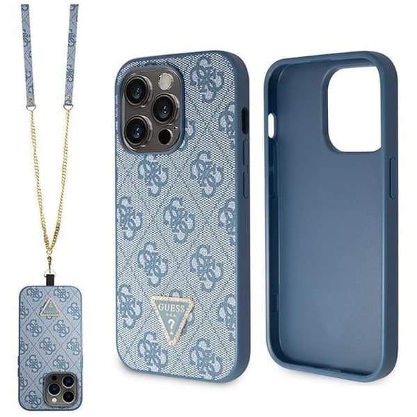 Guess GUHCP14LP4TDSCPB iPhone 14 Pro 6.1 blå/blå hardt deksel Crossbody 4G metalllogo
