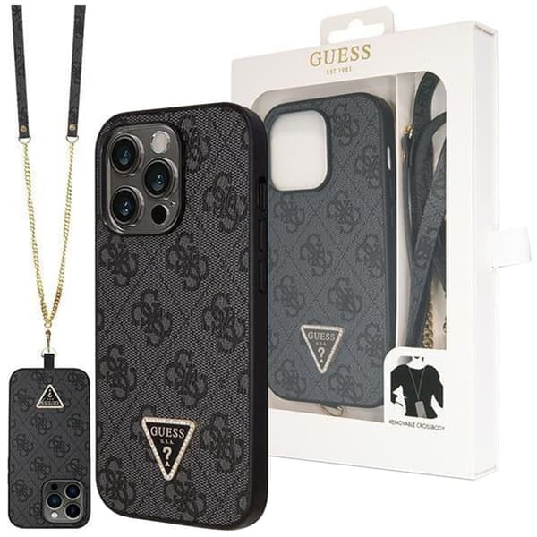 Guess GUHCP14LP4TDSCPK-deksel til iPhone 14 Pro - svart Crossbody 4G metalllogo