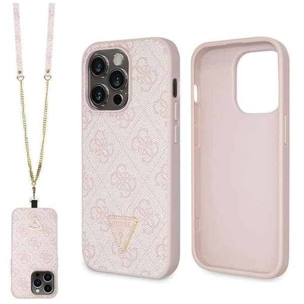 Guess GUHCP14LP4TDSCPP-deksel til iPhone 14 Pro - rosa Crossbody 4G metalllogo