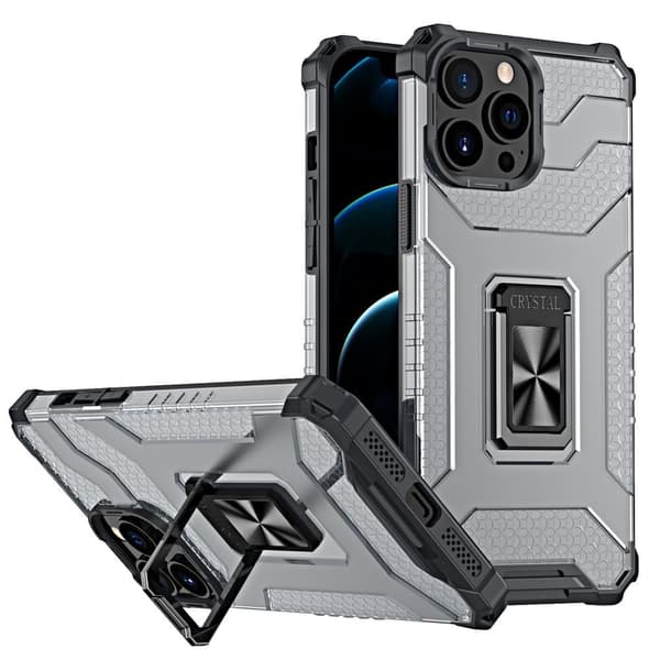 Crystal Ring Case pansret hybriddeksel + magnetisk holder iPhone 13 Pro svart