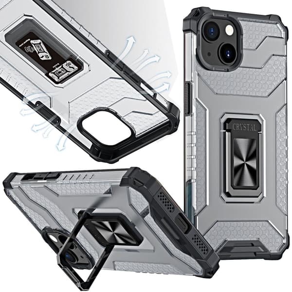 Crystal Ring Case pansret hybrid deksel + magnetisk holder iPhone 12 mini svart