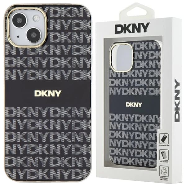 DKNY IML Mono & Stripe MagSafe-deksel til iPhone 15/14/13 - Svart
