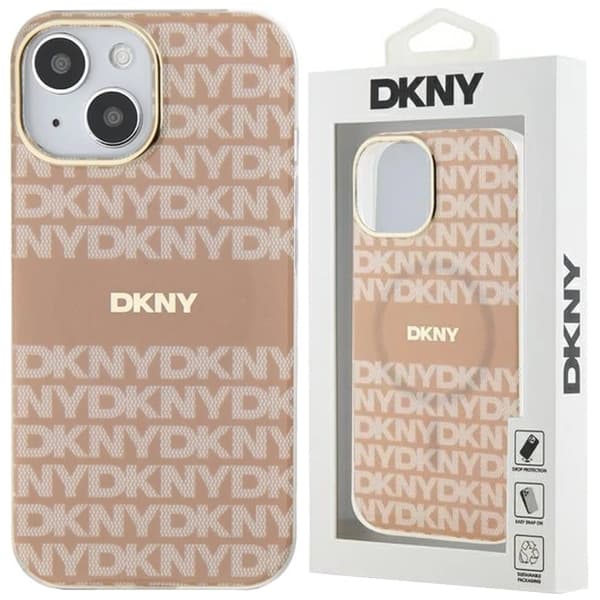 DKNY IML Mono & Stripe MagSafe-deksel til iPhone 15 Plus / 14 Plus - Rosa