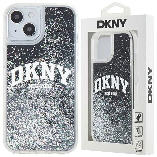 DKNY Liquid Glitter Big Logo beskyttelsesdeksel iPhone 14 / 15 / 13 - svart