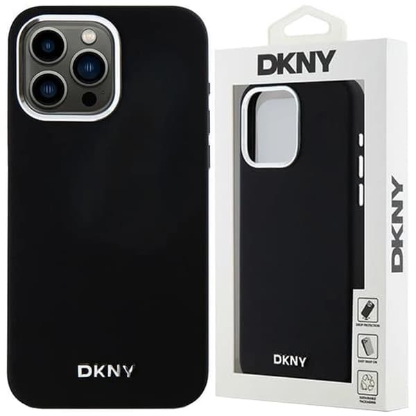 DKNY flytende silikon liten metalllogo MagSafe beskyttelsesdeksel til iPhone 14 Pro Max - svart