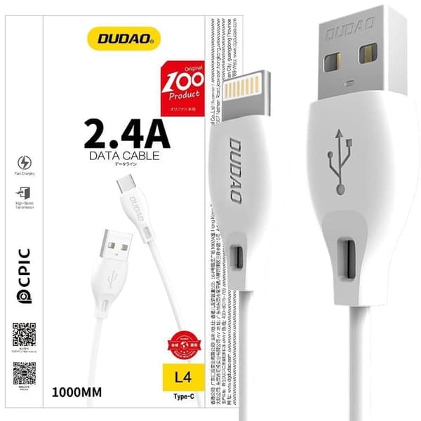 Dudao USB / Lightning-kabel 2,4A 1m hvit (L4L 1m hvit)