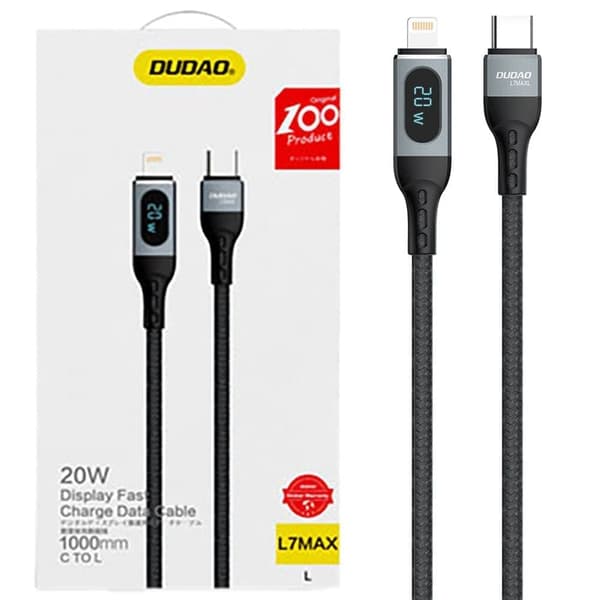 Dudao USB Type C - Lynkabel hurtiglading PD 20W 1m svart (L7MaxL)