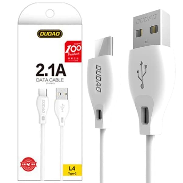 Dudao-kabel USB Type C 2.1A 1m hvit (L4T 1m hvit)