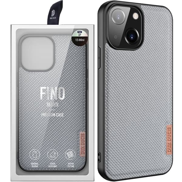 Dux Ducis Fino deksel dekket med nylonmateriale iPhone 13 mini grå