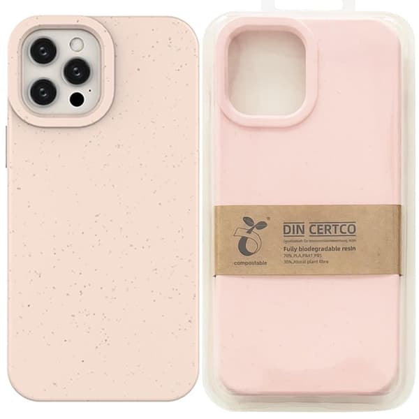 Eco Case iPhone 14 Pro Max deksel, silikon, desintegrerende deksel, rosa