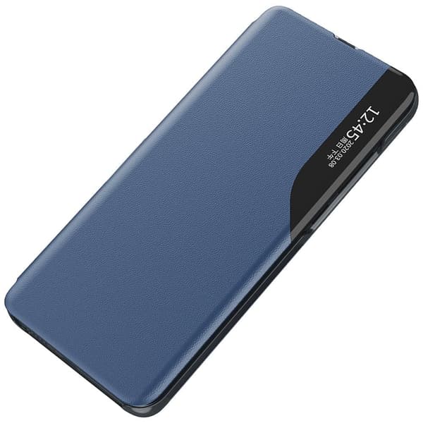 Eco Leather View Case for Samsung Galaxy S23+ flip og stativ, blå