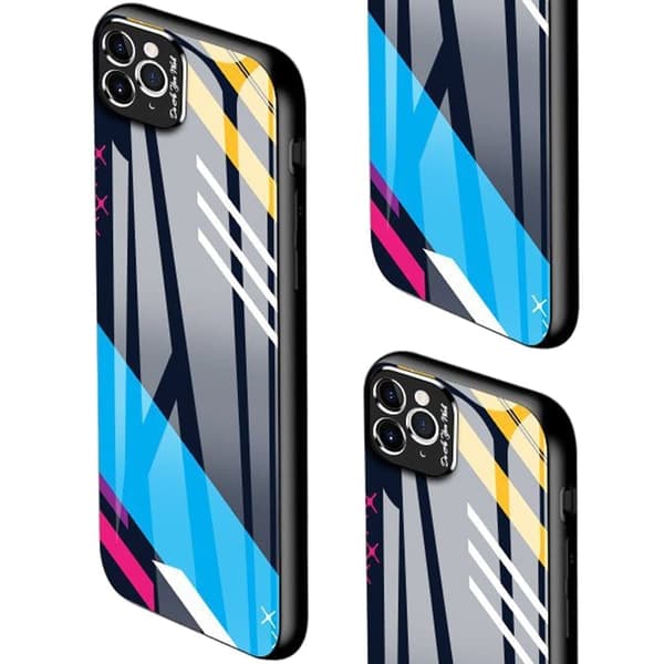 Fargeglassetui, herdet glass, kameradeksel for iPhone 11 Pro Max mønster 2