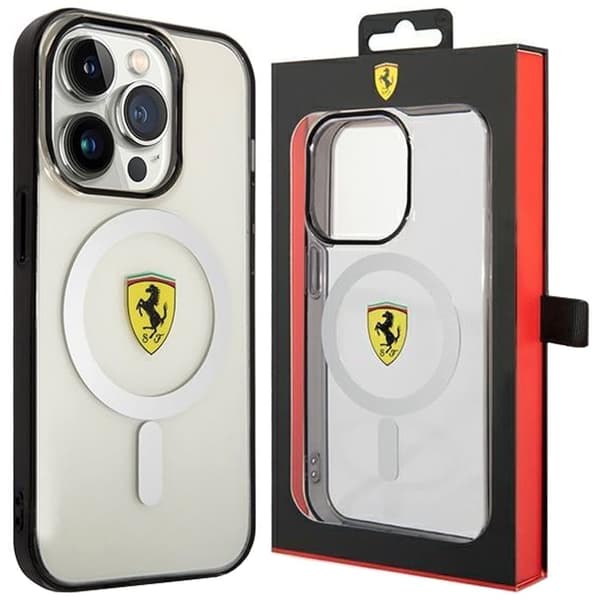 Ferrari FEHMP14LURKT-deksel til iPhone 14 Pro gjennomsiktig/gjennomsiktig hardt deksel Outline Magsafe