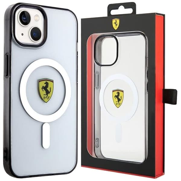 Ferrari FEHMP14SURKT-deksel til iPhone 14 gjennomsiktig/gjennomsiktig hardt deksel Outline Magsafe