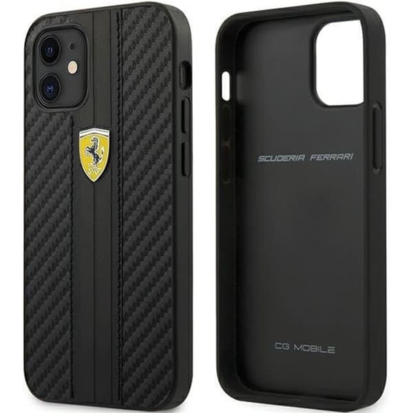 Ferrari FESNECHCP12SBK iPhone 12 mini 5.4 svart/svart hardt deksel On Track PU Carbon