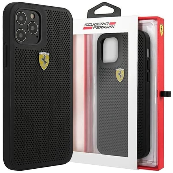 Ferrari On Track Perforert beskyttelsesdeksel til iPhone 12 / iPhone 12 Pro - svart
