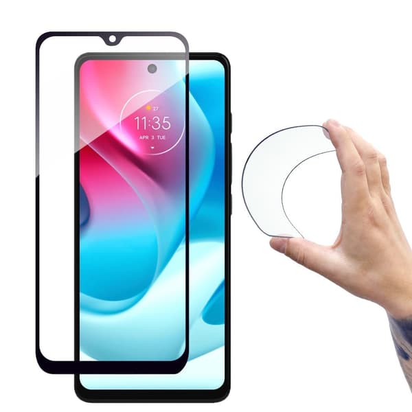 Full Cover Flexi Nano glassfolie, herdet glass med ramme for Moto G60