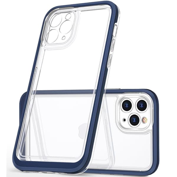 Gjennomsiktig 3-i-1-deksel til iPhone 12 Pro, geleskall med ramme, blå