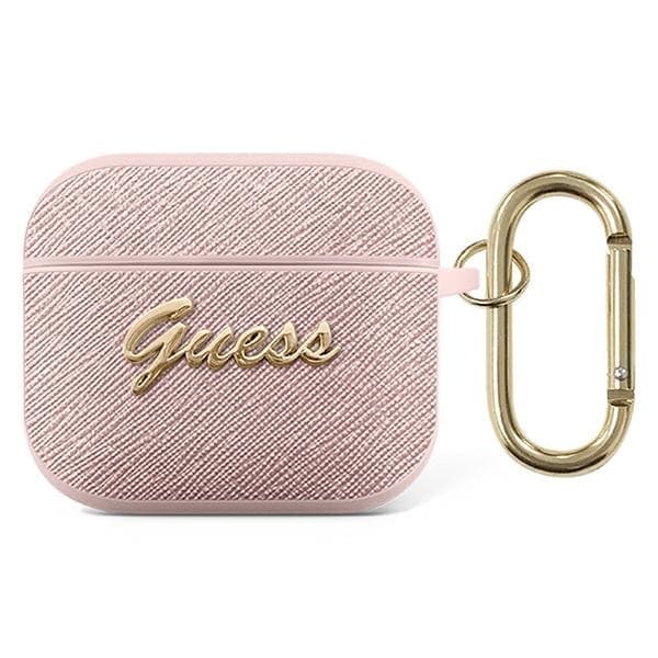 Guess GUA3SASMP AirPods 3 -kansi vaaleanpunainen/vaaleanpunainen Saffiano Script Metal Collection