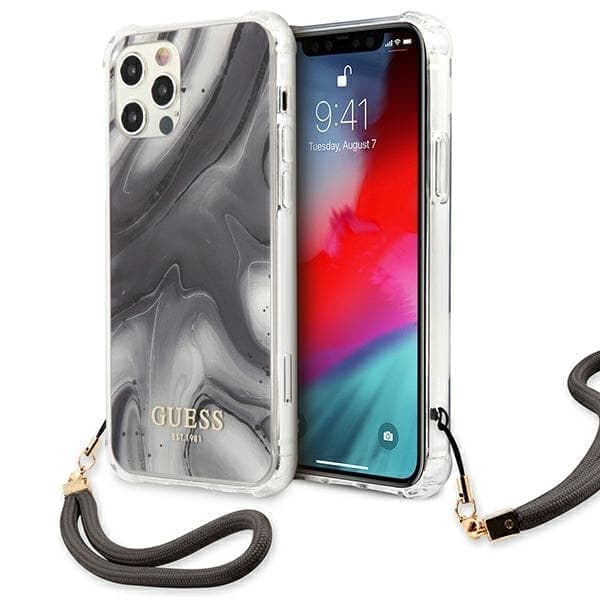 Guess GUHCP12MKSMAGR iPhone 12/12 Pro 6.1 grå/grå hardt deksel Marble Collection