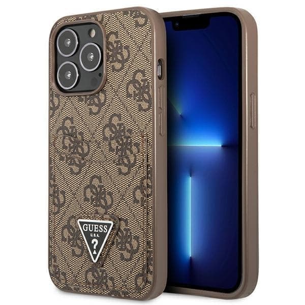 Gjett GUHCP13LP4TPW iPhone 13 Pro / 13 6.1 brun/brunt hardt deksel 4G Triangle Logo Kortspor